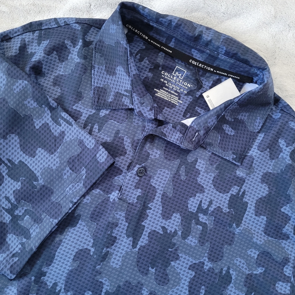 Collection By Michael Strahan Mens 2XL Performance Polo Short Sleeve Shirt Blue